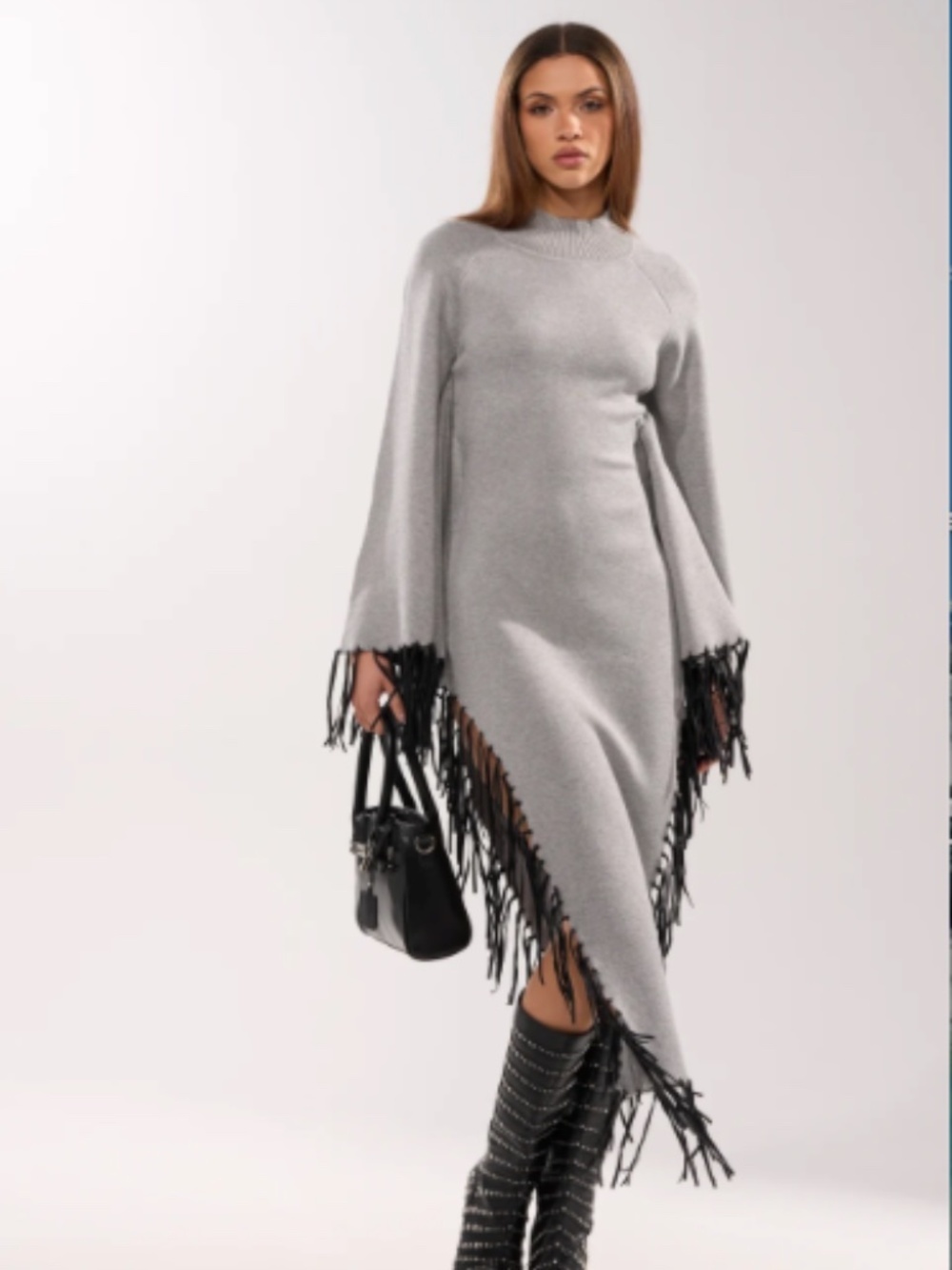 🔥🔥AKIRA SWEATER WEATHER KNIT MIDI DRESS IN GREY